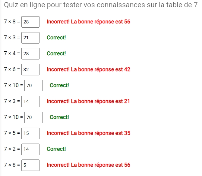 Illustration des exercices interractifs sur les tables de multiplication